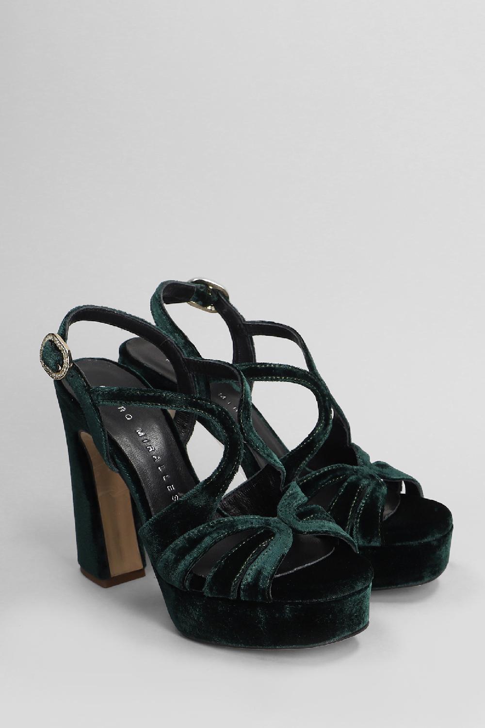 Deliberti Pedro Miralles Sandali In Velluto Verde Cod. 405990 - Deliberti The Luxury Shopping