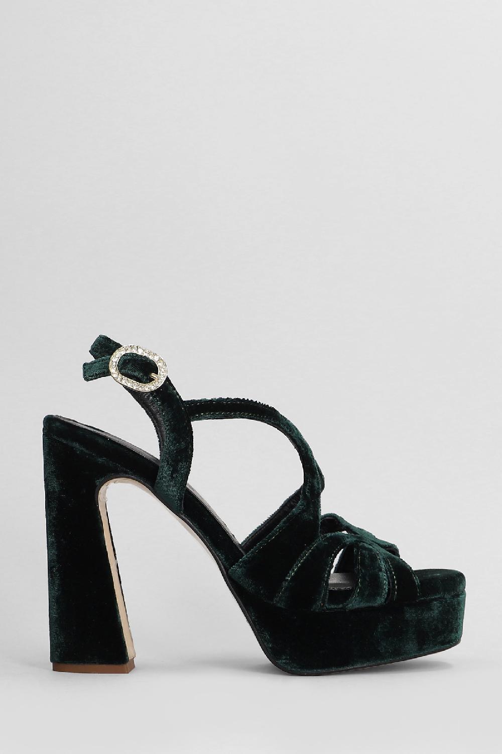 Deliberti Pedro Miralles Sandali in velluto verde cod. 405990 - Deliberti The Luxury Shopping