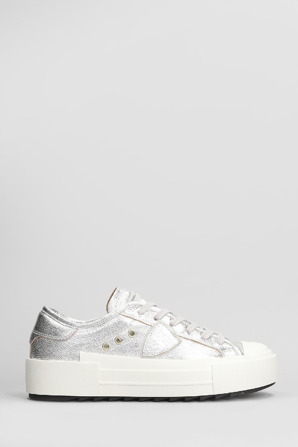 Deliberti Philippe Model Sneakers paris haute low in pelle argento cod. 407796 - Deliberti The Luxury Shopping