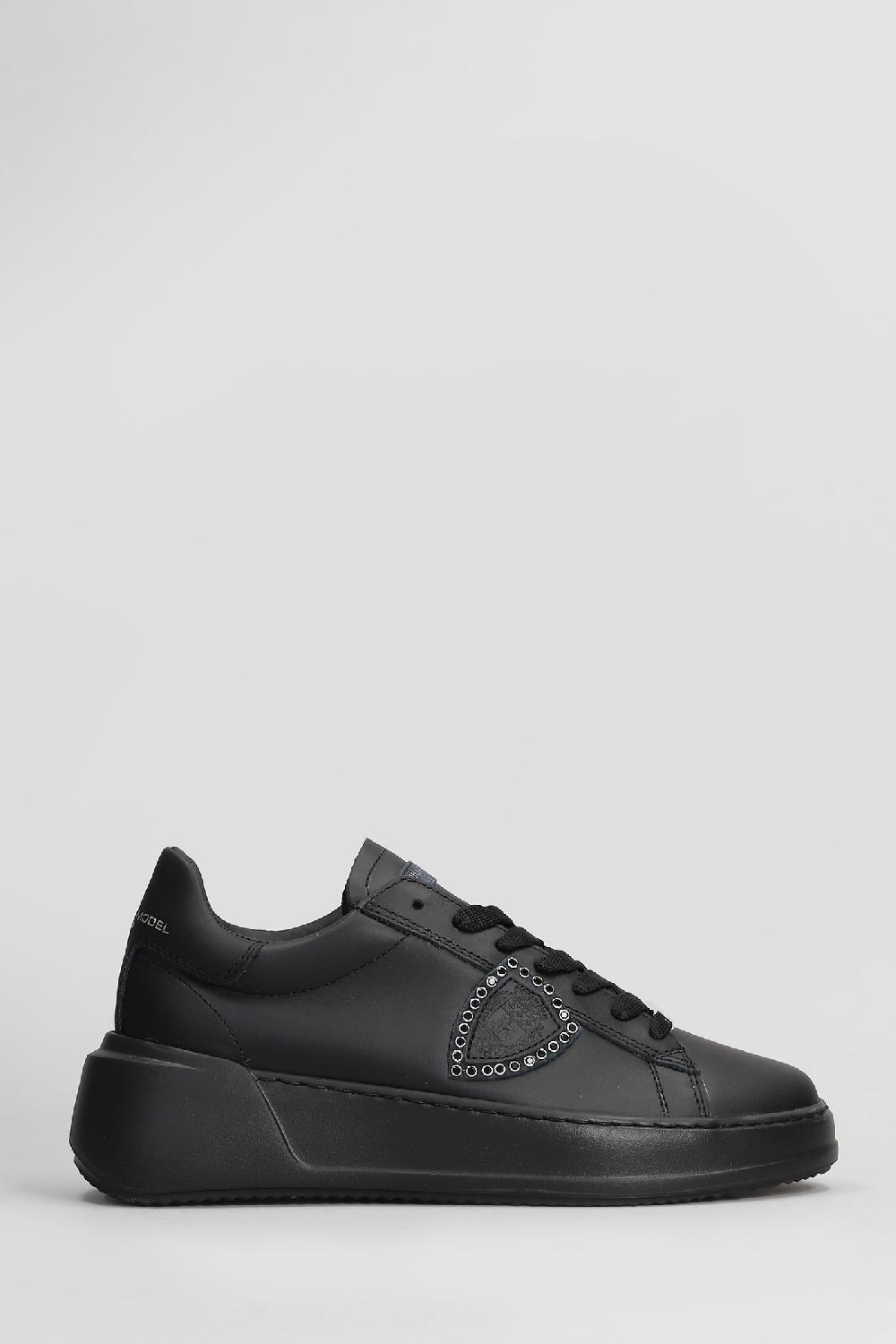 Deliberti Philippe Model Sneakers tris temple low in pelle nera cod. 407799 - Deliberti The Luxury Shopping