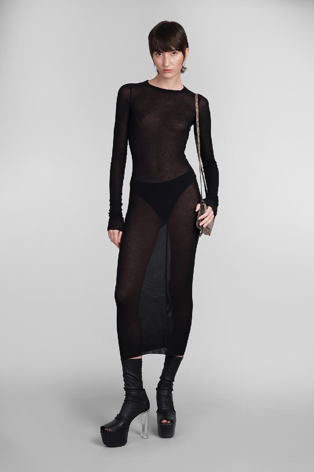 Deliberti Rick Owens Abito Ls Dress In Viscosa Nera Cod. 402143 - Deliberti The Luxury Shopping