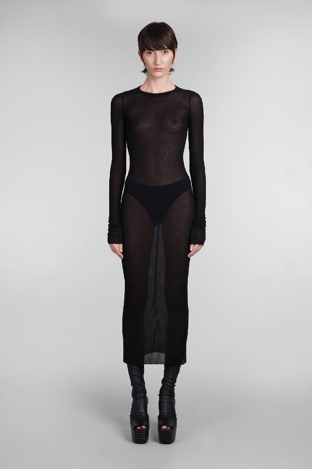 Deliberti Rick Owens Abito ls dress in viscosa nera cod. 402143 - Deliberti The Luxury Shopping