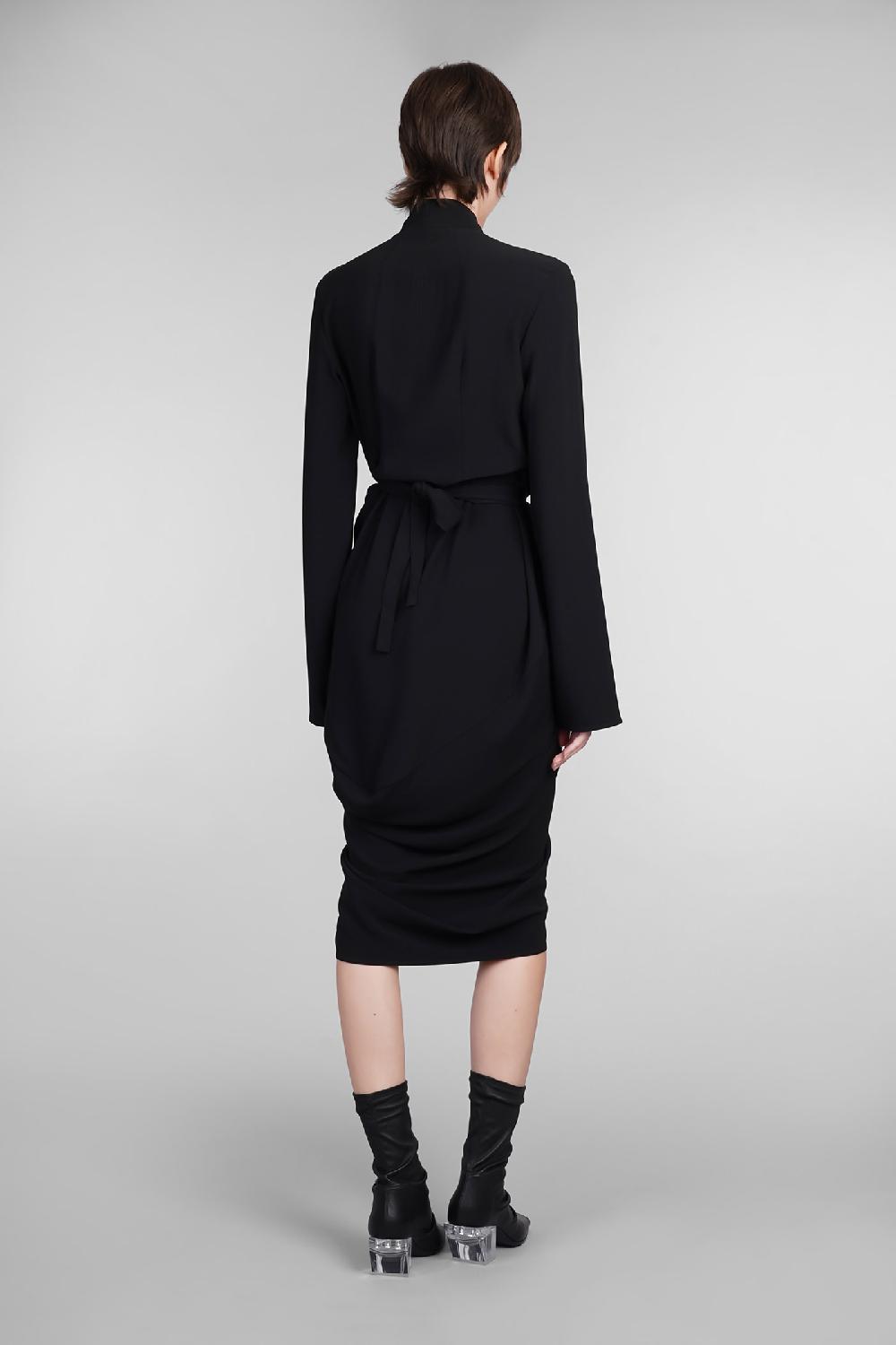Deliberti Rick Owens Abito Ls Wrap Dress In Viscosa Nera Cod. 402142 - Deliberti The Luxury Shopping