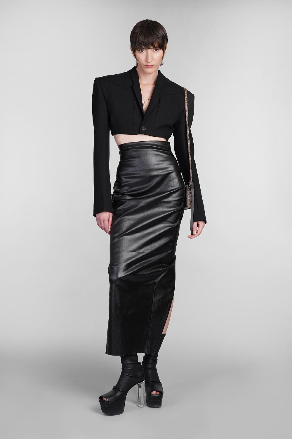 Deliberti Rick Owens Blazer Micro Tatlin In Lana Nera Cod. 402154 - Deliberti The Luxury Shopping