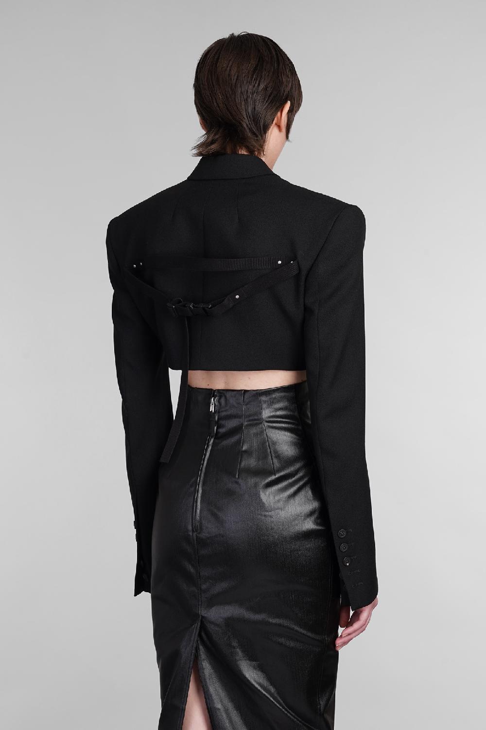 Deliberti Rick Owens Blazer Micro Tatlin In Lana Nera Cod. 402154 - Deliberti The Luxury Shopping