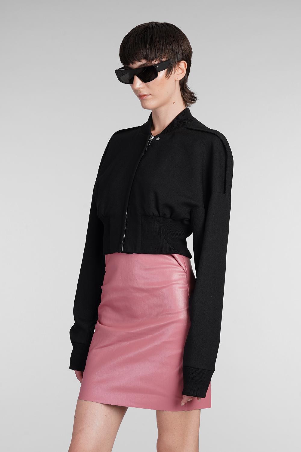 Deliberti Rick Owens Bomber Flight Jkt Cropped In Lana Nera Cod. 402153 - Deliberti The Luxury Shopping