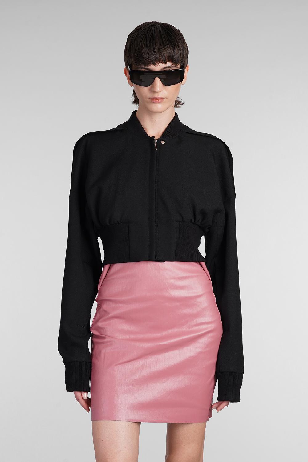 Deliberti Rick Owens Bomber flight jkt cropped in lana nera cod. 402153 - Deliberti The Luxury Shopping