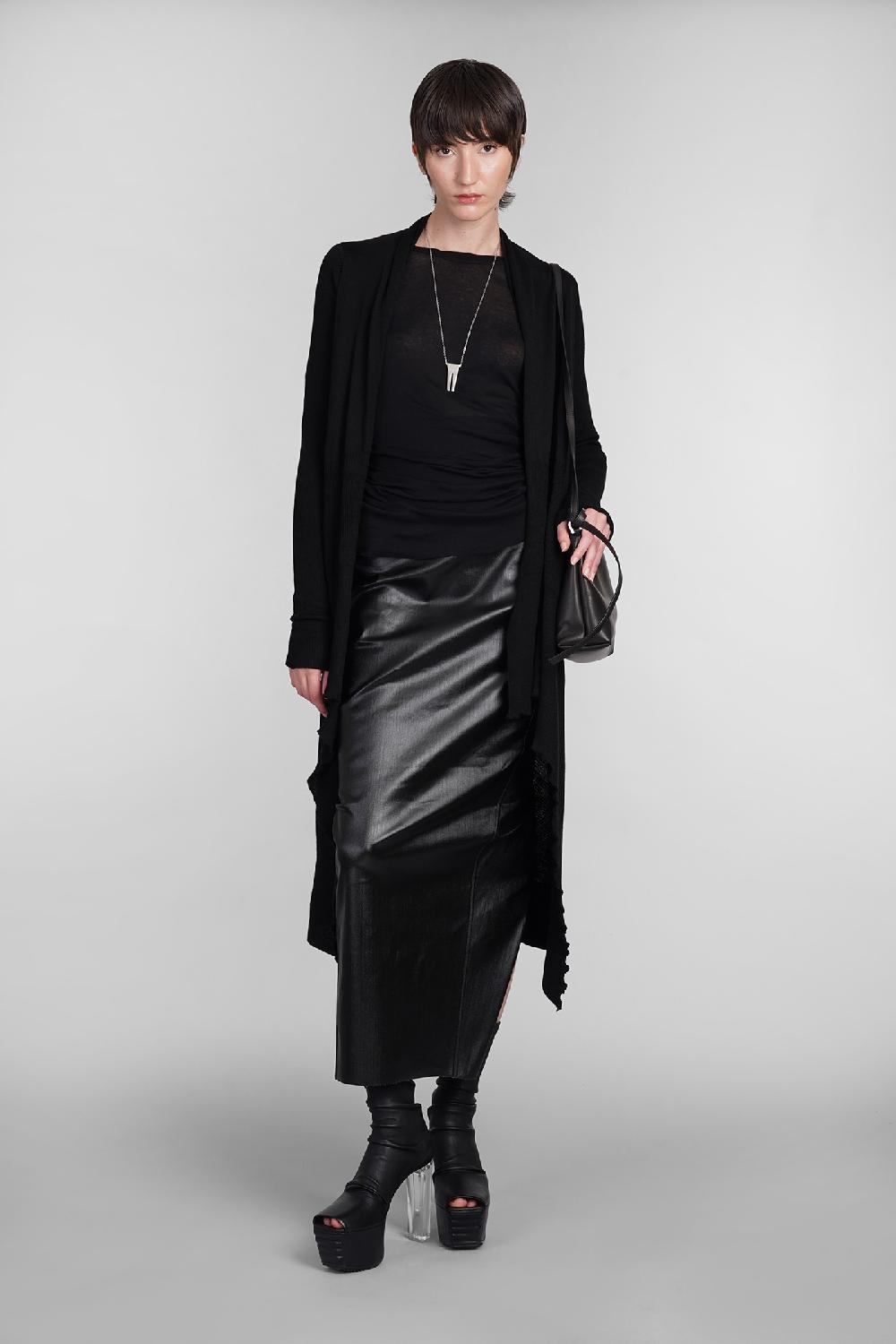 Deliberti Rick Owens Cardigan Long Wrap In Lana Nera Cod. 402149 - Deliberti The Luxury Shopping