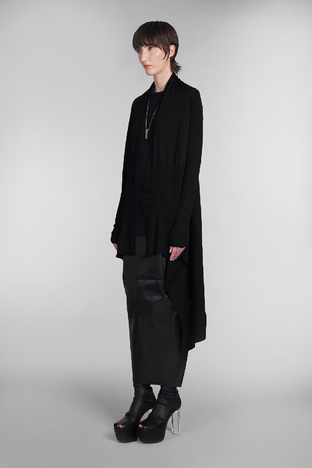 Deliberti Rick Owens Cardigan Long Wrap In Lana Nera Cod. 402149 - Deliberti The Luxury Shopping