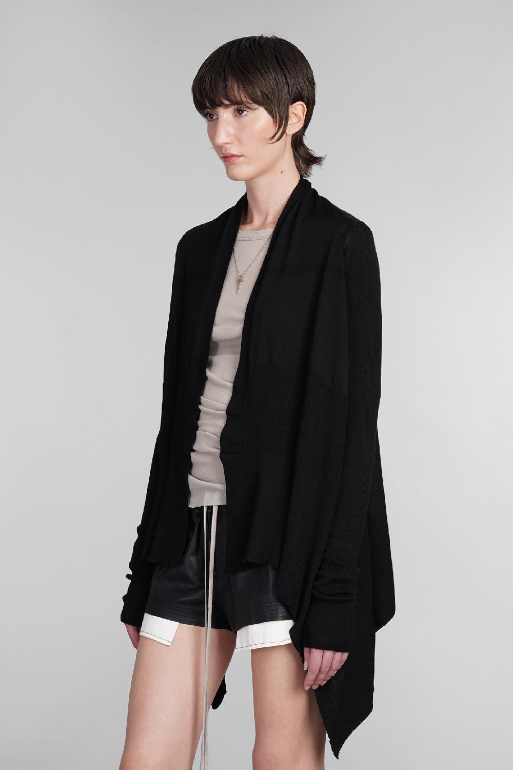 Deliberti Rick Owens Cardigan Medium Wrap In Lana Nera Cod. 402148 - Deliberti The Luxury Shopping