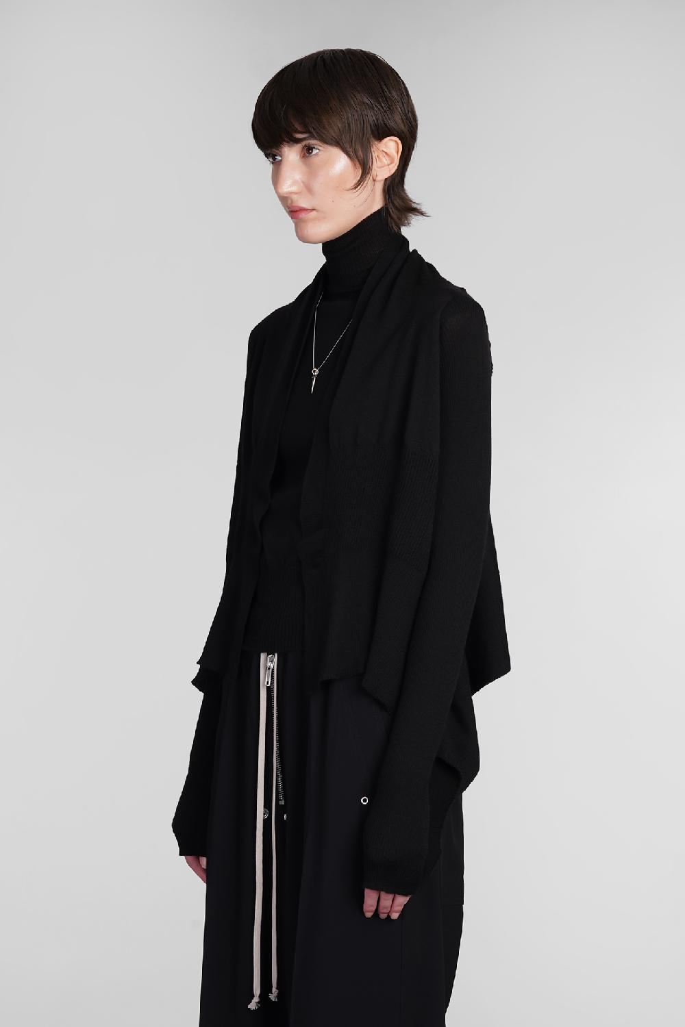 Deliberti Rick Owens Cardigan Short Wrap In Lana Nera Cod. 393291 - Deliberti The Luxury Shopping