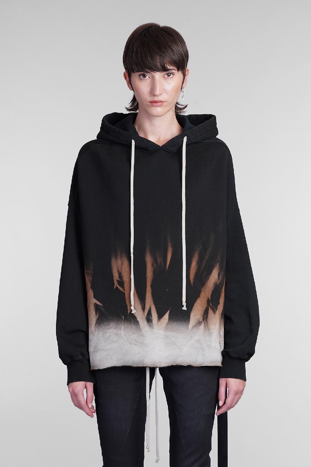 Deliberti Rick Owens DRKSHDW Felpa crater hoodie in cotone nero cod. 406360 - Deliberti The Luxury Shopping