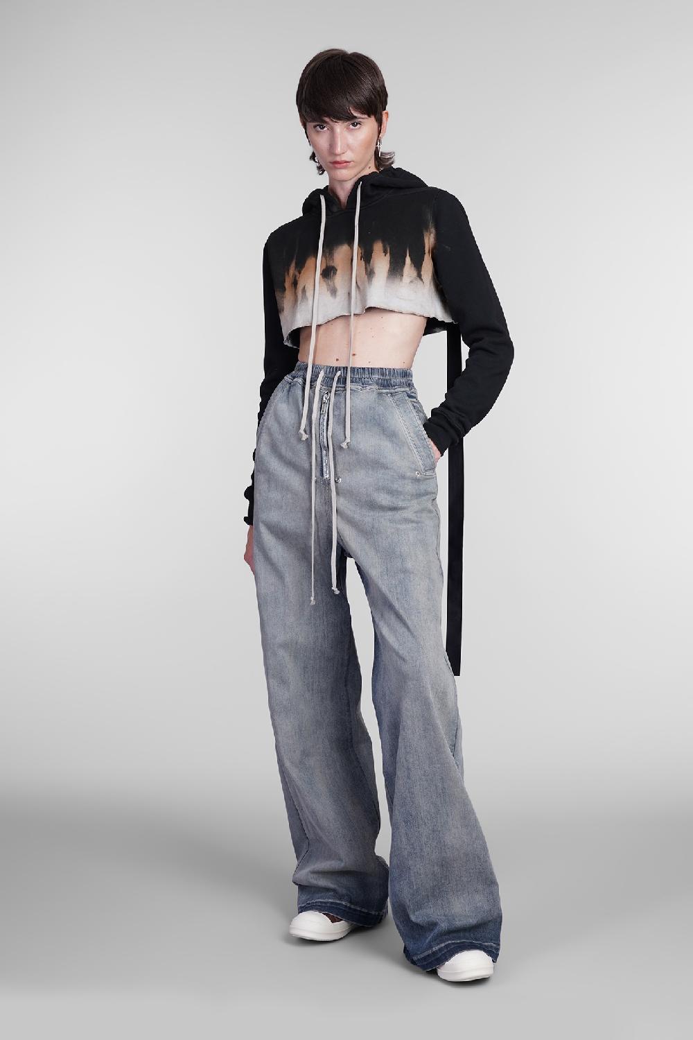 Deliberti Rick Owens DRKSHDW Felpa Cropped Hoodie In Cotone Nero Cod. 406361 - Deliberti The Luxury Shopping