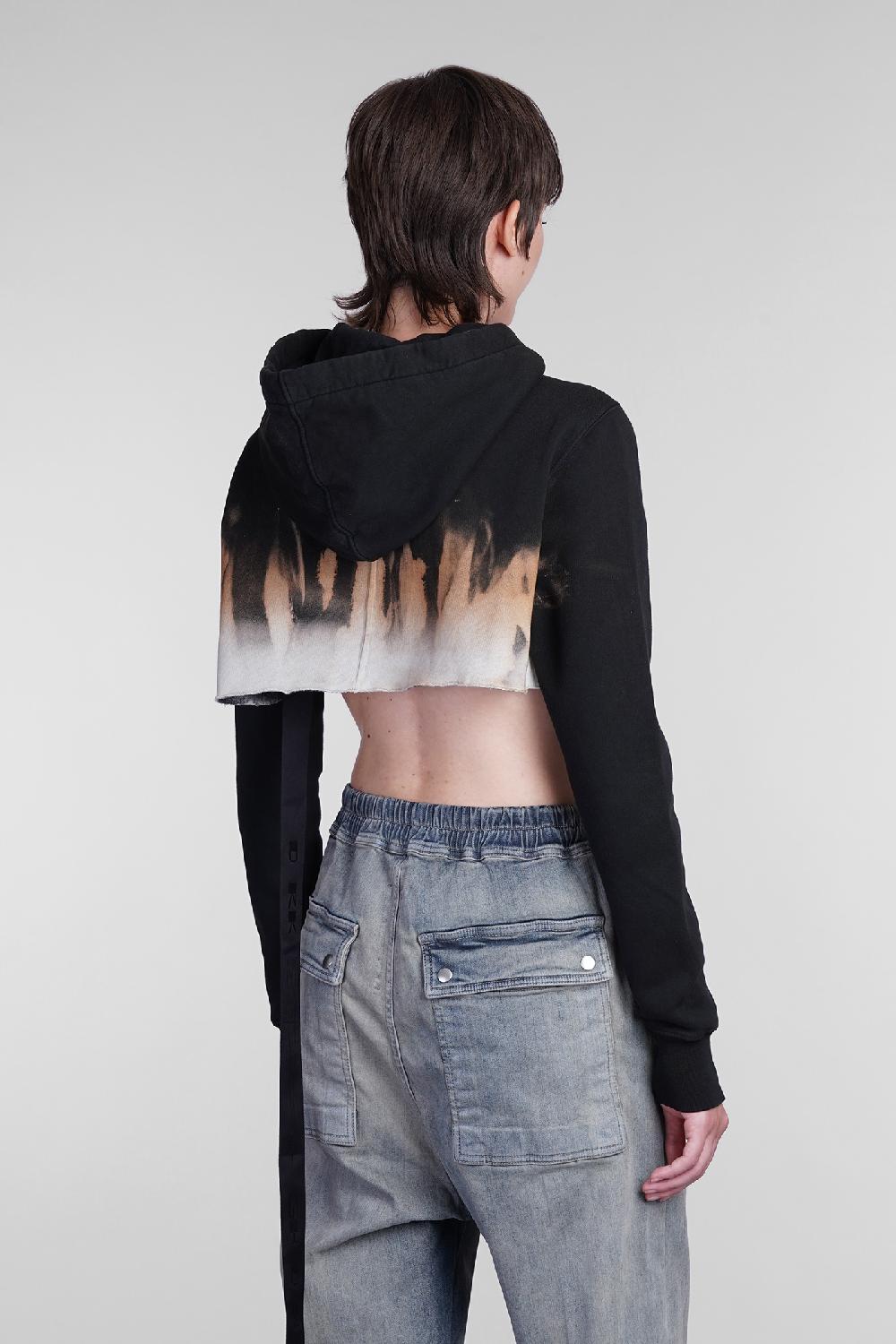 Deliberti Rick Owens DRKSHDW Felpa Cropped Hoodie In Cotone Nero Cod. 406361 - Deliberti The Luxury Shopping