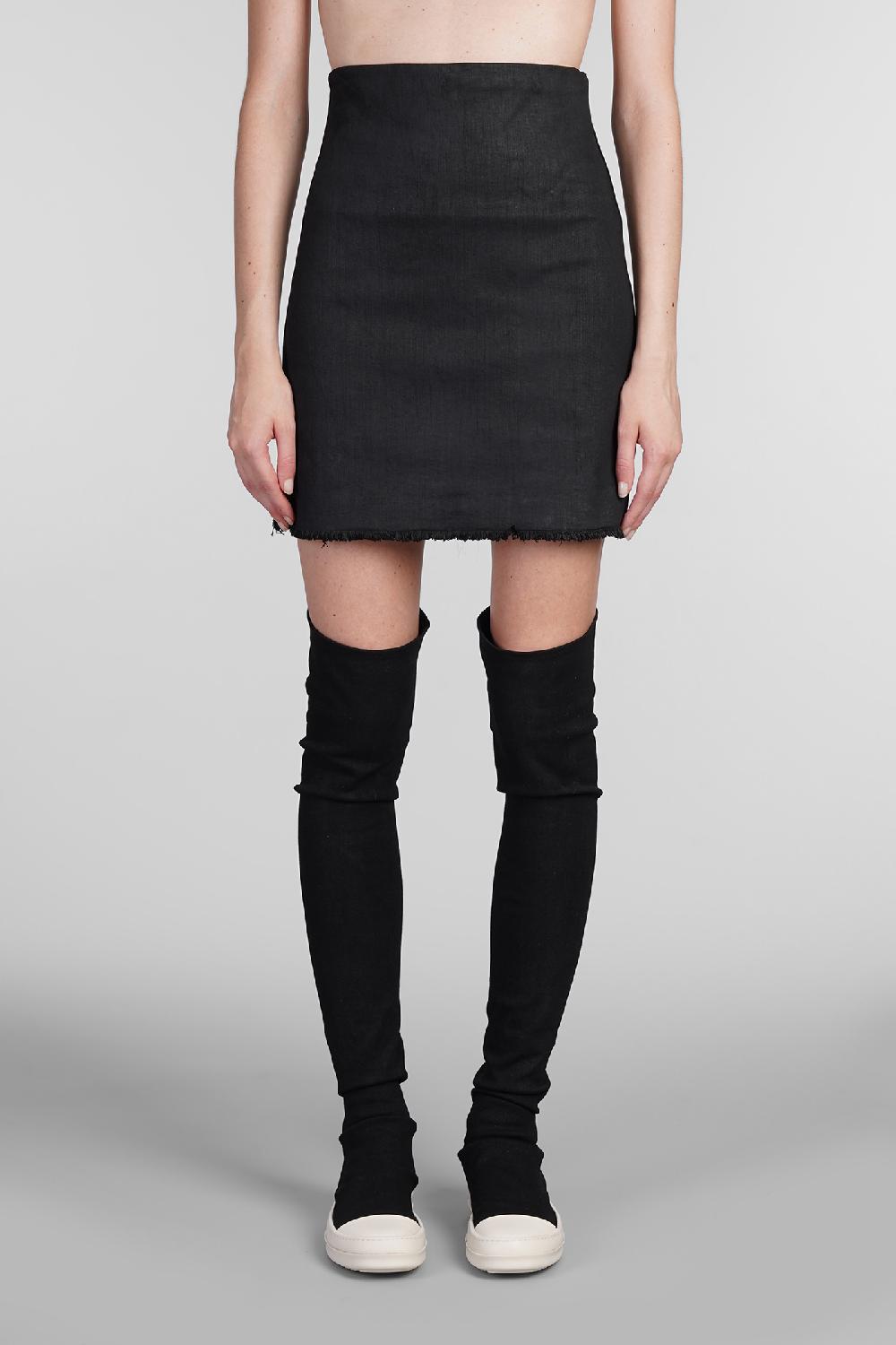 Deliberti Rick Owens DRKSHDW Gonna dirt mini in cotone nero cod. 403029 - Deliberti The Luxury Shopping