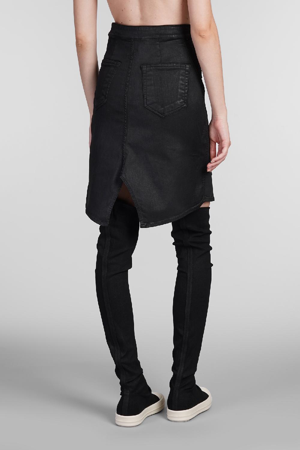 Deliberti Rick Owens DRKSHDW Gonna Slivered Skirt In Cotone Nero Cod. 404066 - Deliberti The Luxury Shopping