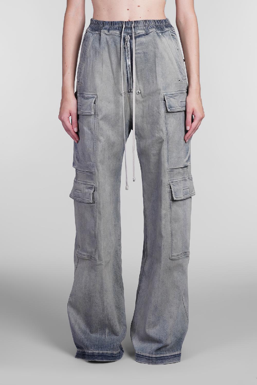Deliberti Rick Owens DRKSHDW Jeans double cargo jumbo in cotone blu cod. 405405 - Deliberti The Luxury Shopping