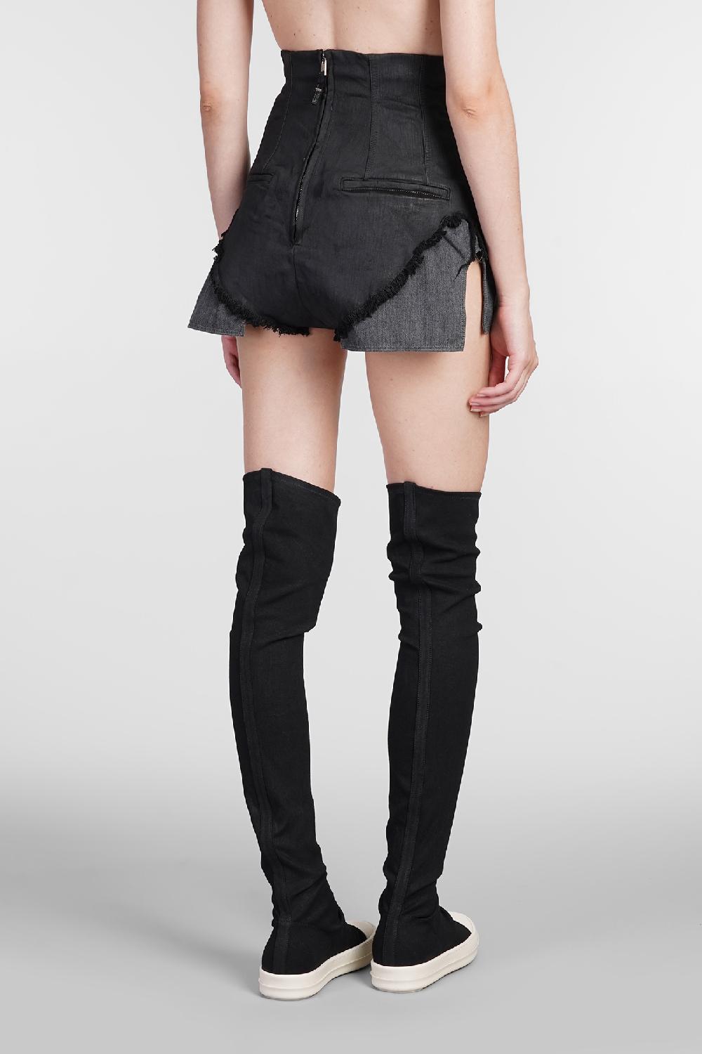 Deliberti Rick Owens DRKSHDW Shorts Dirt Cutoffs In Cotone Nero Cod. 404064 - Deliberti The Luxury Shopping