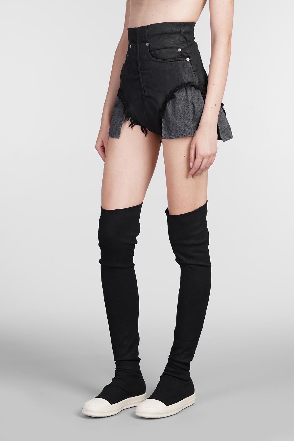 Deliberti Rick Owens DRKSHDW Shorts Dirt Cutoffs In Cotone Nero Cod. 404064 - Deliberti The Luxury Shopping