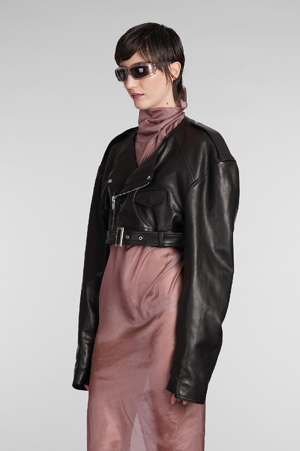 Deliberti Rick Owens Giacca Biker Micro Biker In Pelle Nera Cod. 398952 - Deliberti The Luxury Shopping