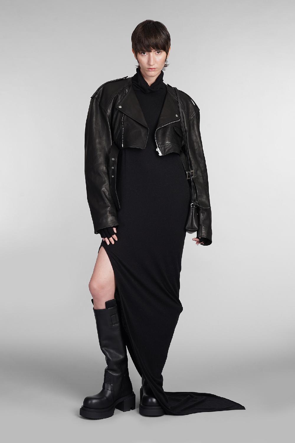 Deliberti Rick Owens Giacca Biker Micro Biker In Pelle Nera Cod. 402151 - Deliberti The Luxury Shopping