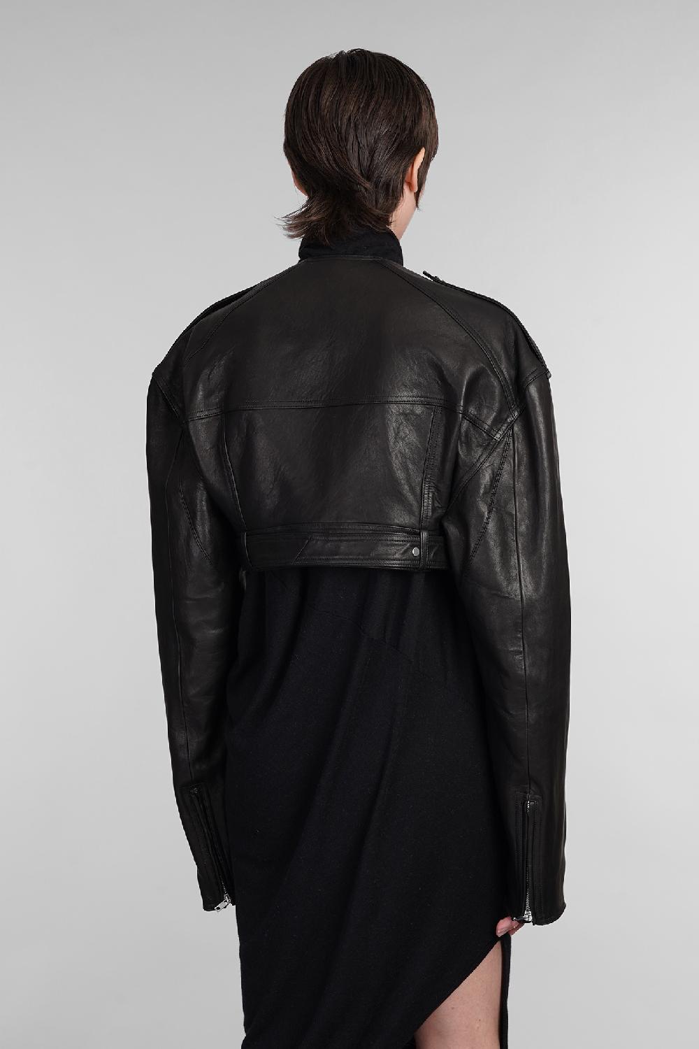 Deliberti Rick Owens Giacca Biker Micro Biker In Pelle Nera Cod. 402151 - Deliberti The Luxury Shopping