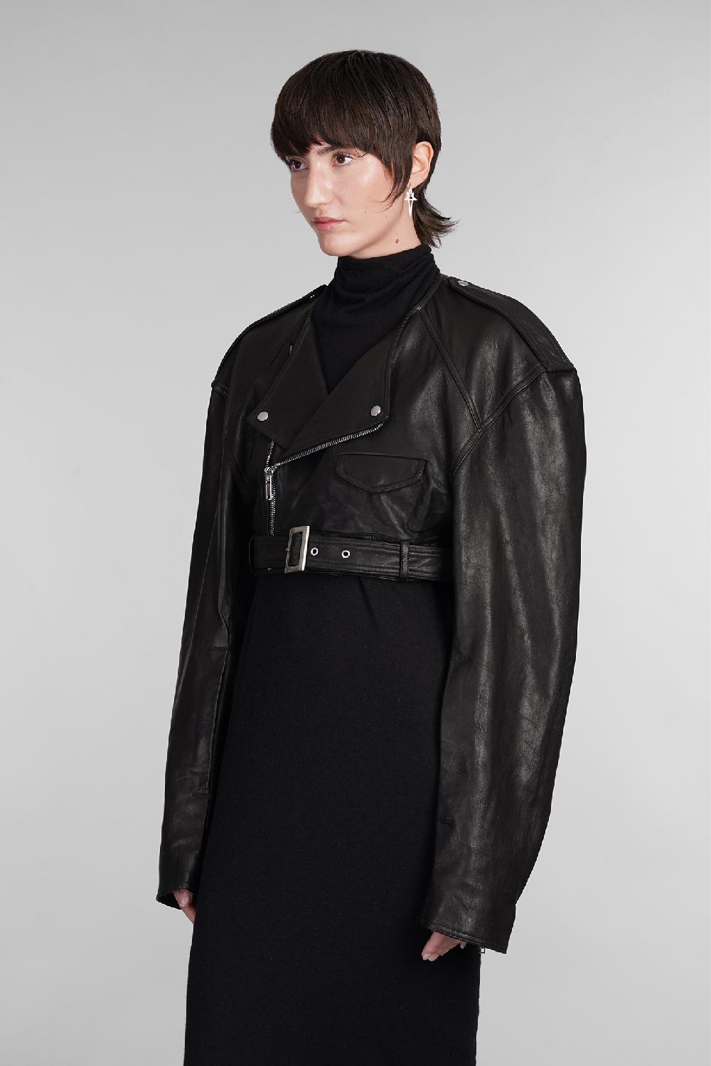 Deliberti Rick Owens Giacca Biker Micro Biker In Pelle Nera Cod. 402151 - Deliberti The Luxury Shopping