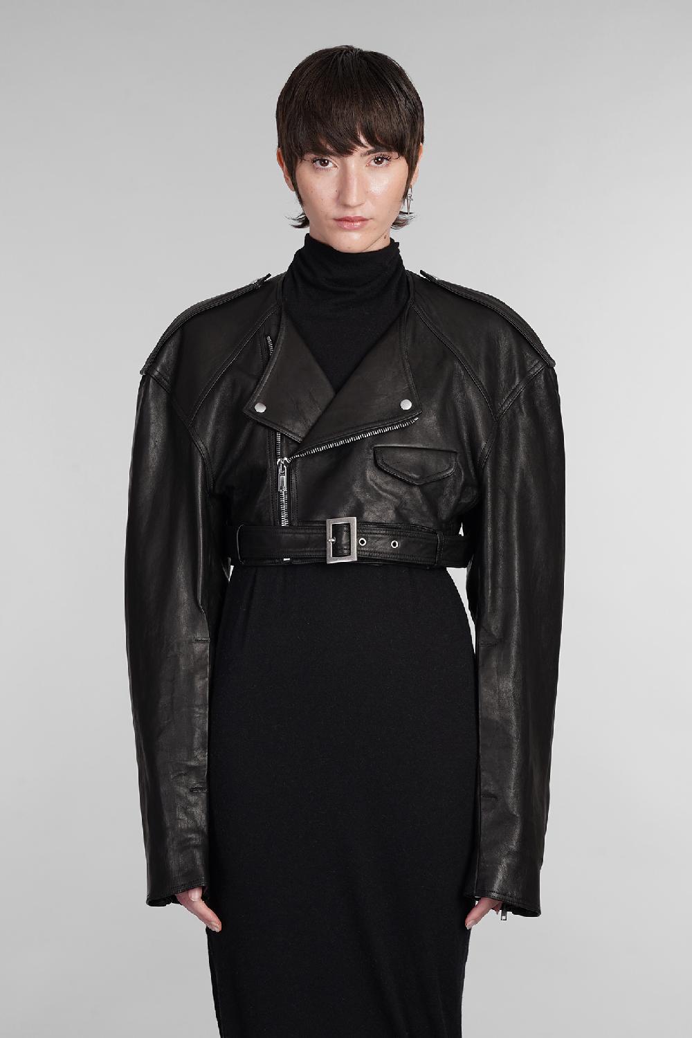 Deliberti Rick Owens Giacca biker micro biker in pelle nera cod. 402151 - Deliberti The Luxury Shopping