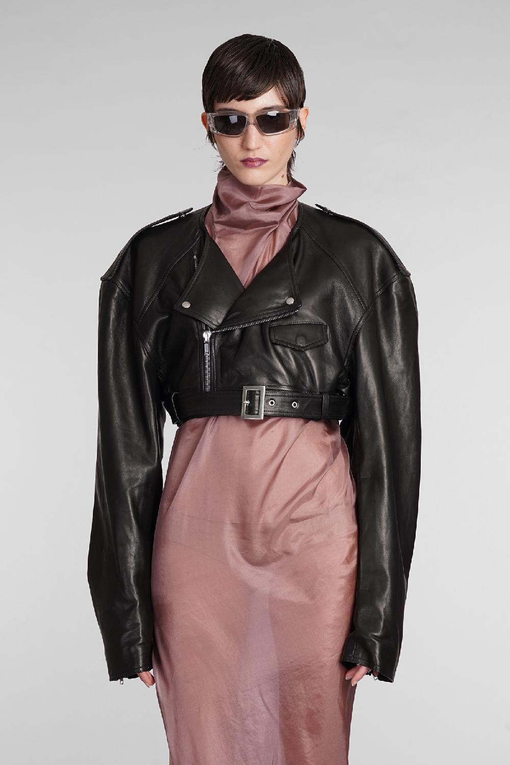 Deliberti Rick Owens Giacca biker micro biker in pelle nera cod. 398952 - Deliberti The Luxury Shopping