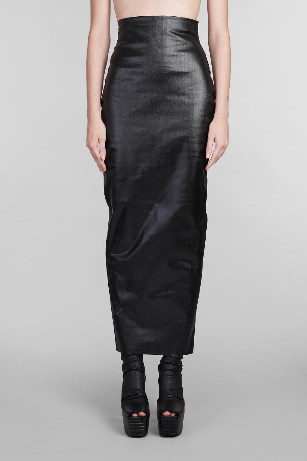 Deliberti Rick Owens Gonna dirt pillar in cotone nero cod. 402137 - Deliberti The Luxury Shopping