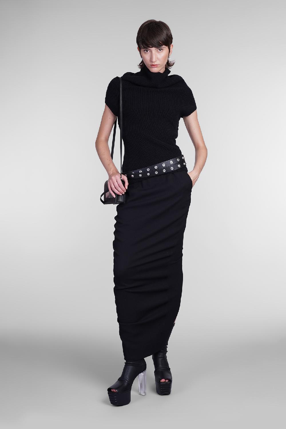 Deliberti Rick Owens Gonna Pillar Long In Cupro Nero Cod. 406372 - Deliberti The Luxury Shopping