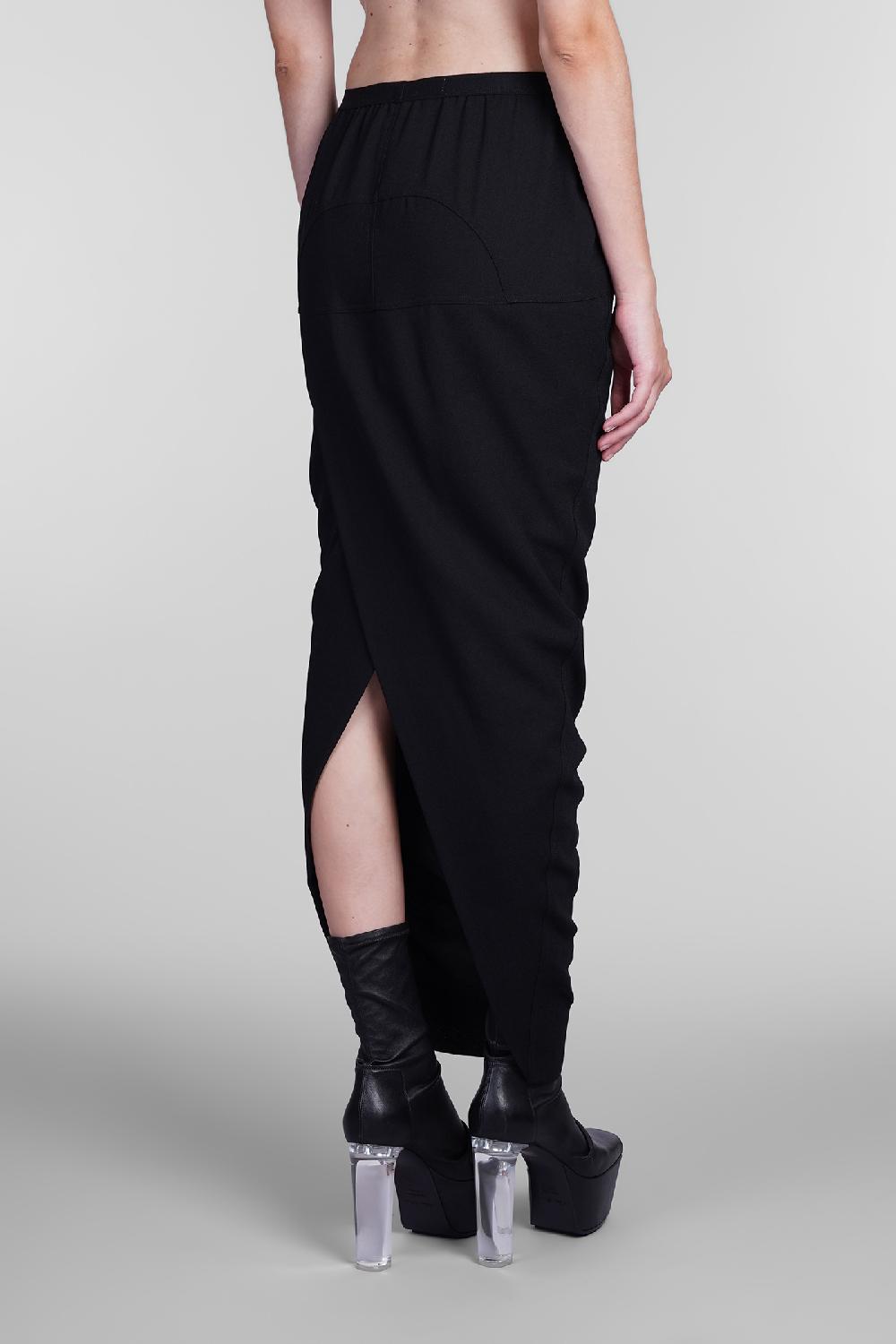 Deliberti Rick Owens Gonna Pillar Long In Cupro Nero Cod. 406372 - Deliberti The Luxury Shopping