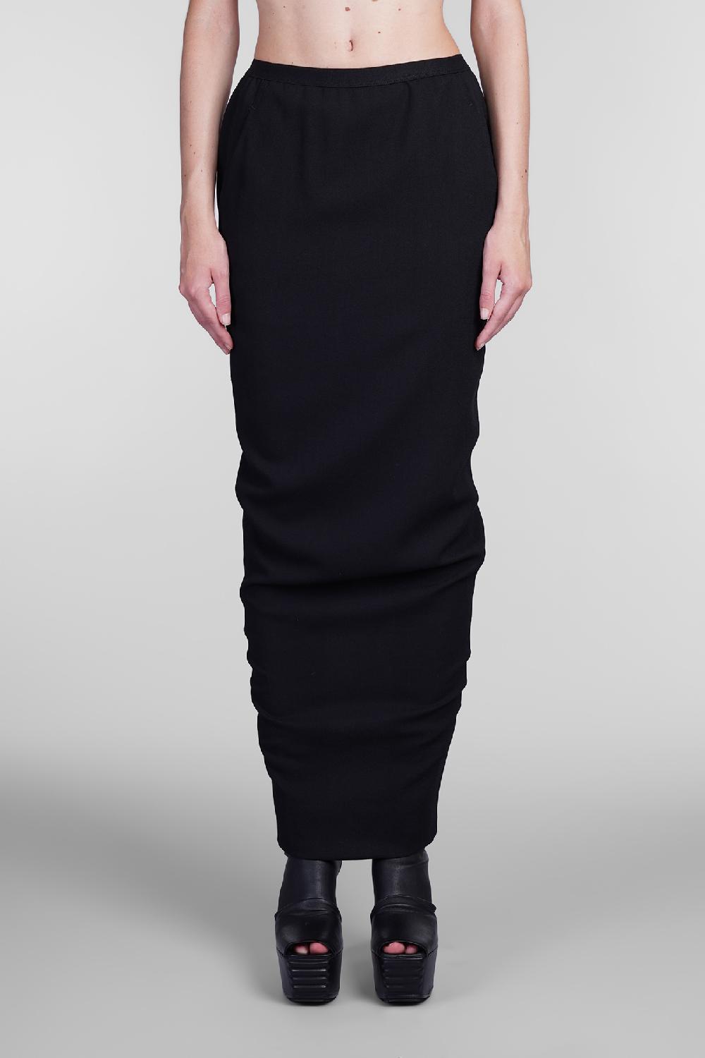 Deliberti Rick Owens Gonna pillar long in cupro nero cod. 406372 - Deliberti The Luxury Shopping