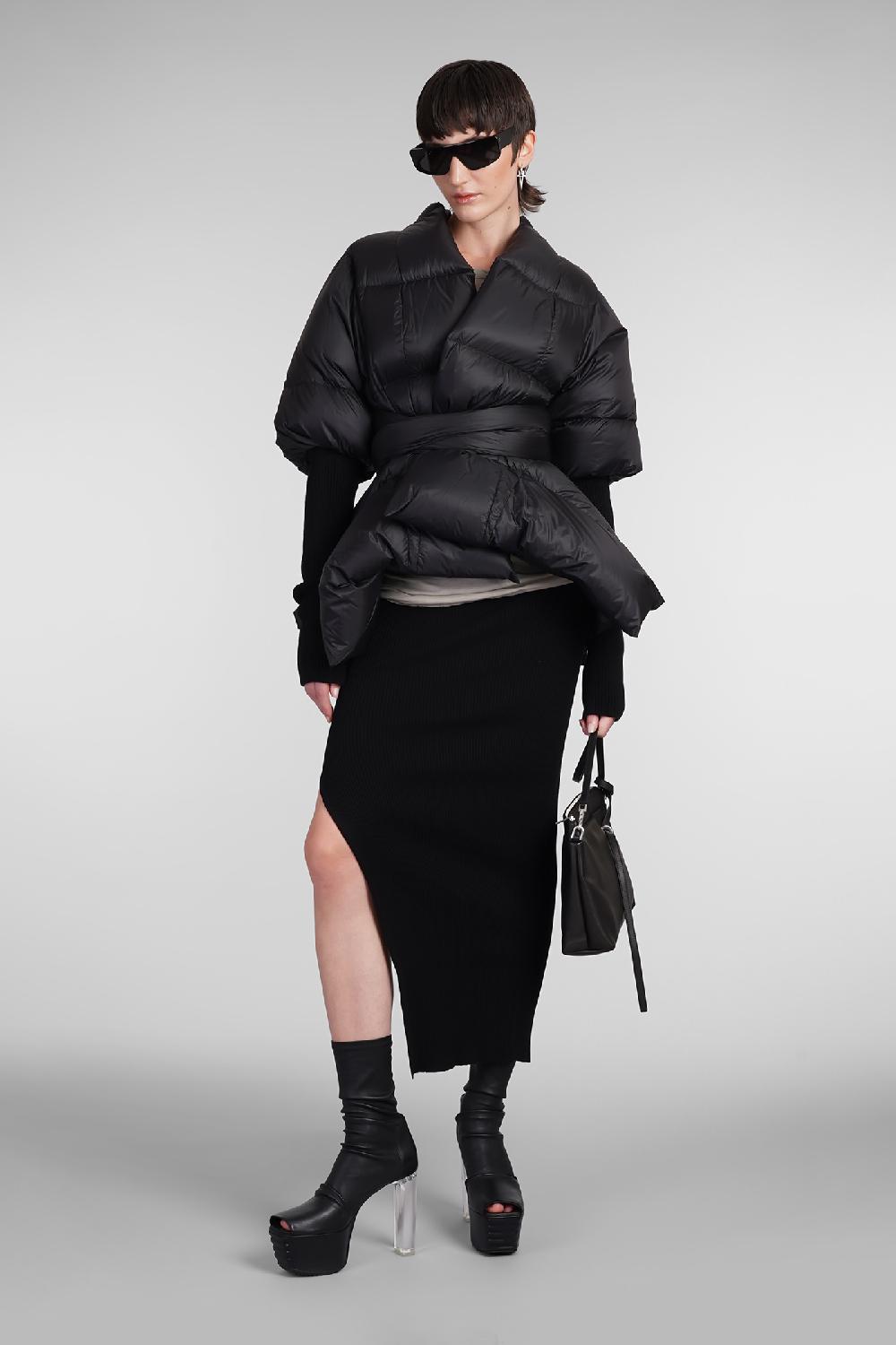 Deliberti Rick Owens Gonna Ziggy Skirt In Viscosa Nera Cod. 402992 - Deliberti The Luxury Shopping