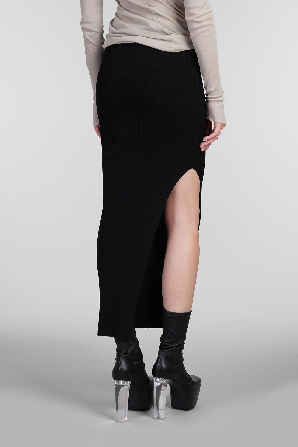 Deliberti Rick Owens Gonna Ziggy Skirt In Viscosa Nera Cod. 402992 - Deliberti The Luxury Shopping