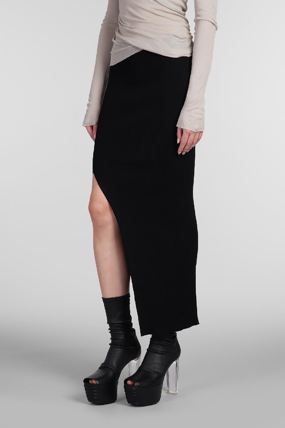Deliberti Rick Owens Gonna Ziggy Skirt In Viscosa Nera Cod. 402992 - Deliberti The Luxury Shopping