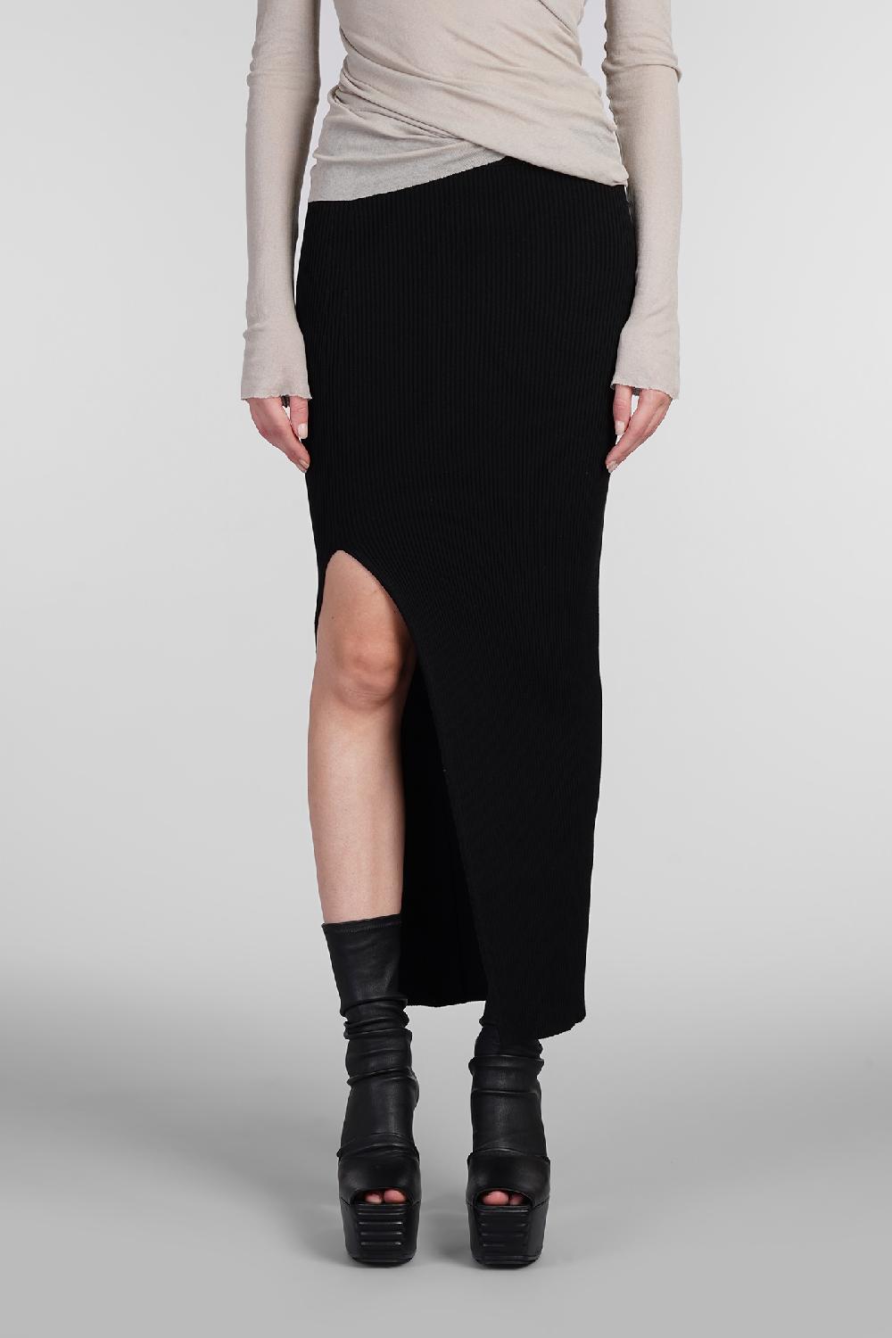 Deliberti Rick Owens Gonna ziggy skirt in viscosa nera cod. 402992 - Deliberti The Luxury Shopping