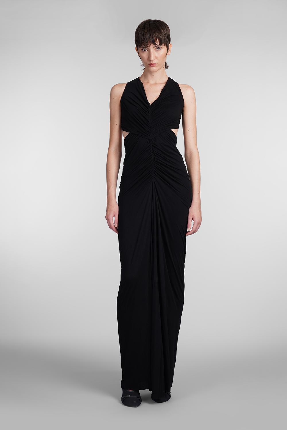 Deliberti Rick Owens Lilies Abito poppy gown in viscosa nera cod. 407307 - Deliberti The Luxury Shopping