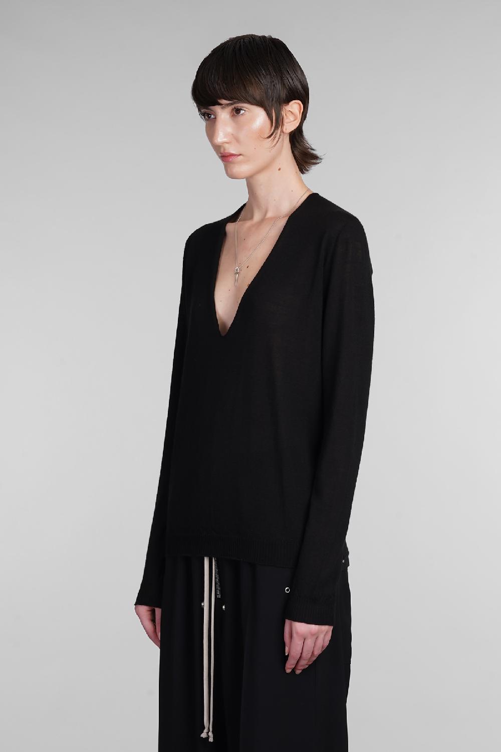 Deliberti Rick Owens Maglia V Neck Pull In Lana Nera Cod. 402147 - Deliberti The Luxury Shopping