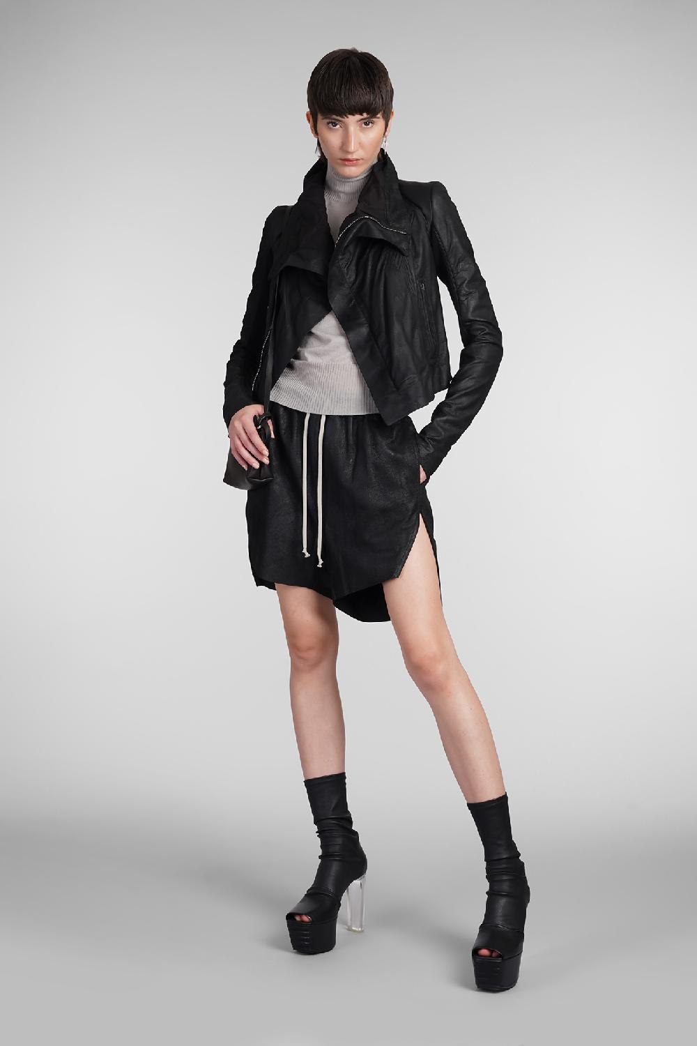 Deliberti Rick Owens Shorts Boxer Shorts In Pelle Nera Cod. 402990 - Deliberti The Luxury Shopping