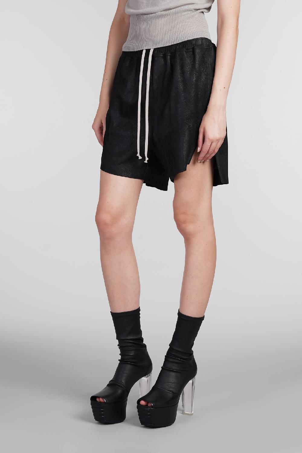 Deliberti Rick Owens Shorts Boxer Shorts In Pelle Nera Cod. 402990 - Deliberti The Luxury Shopping