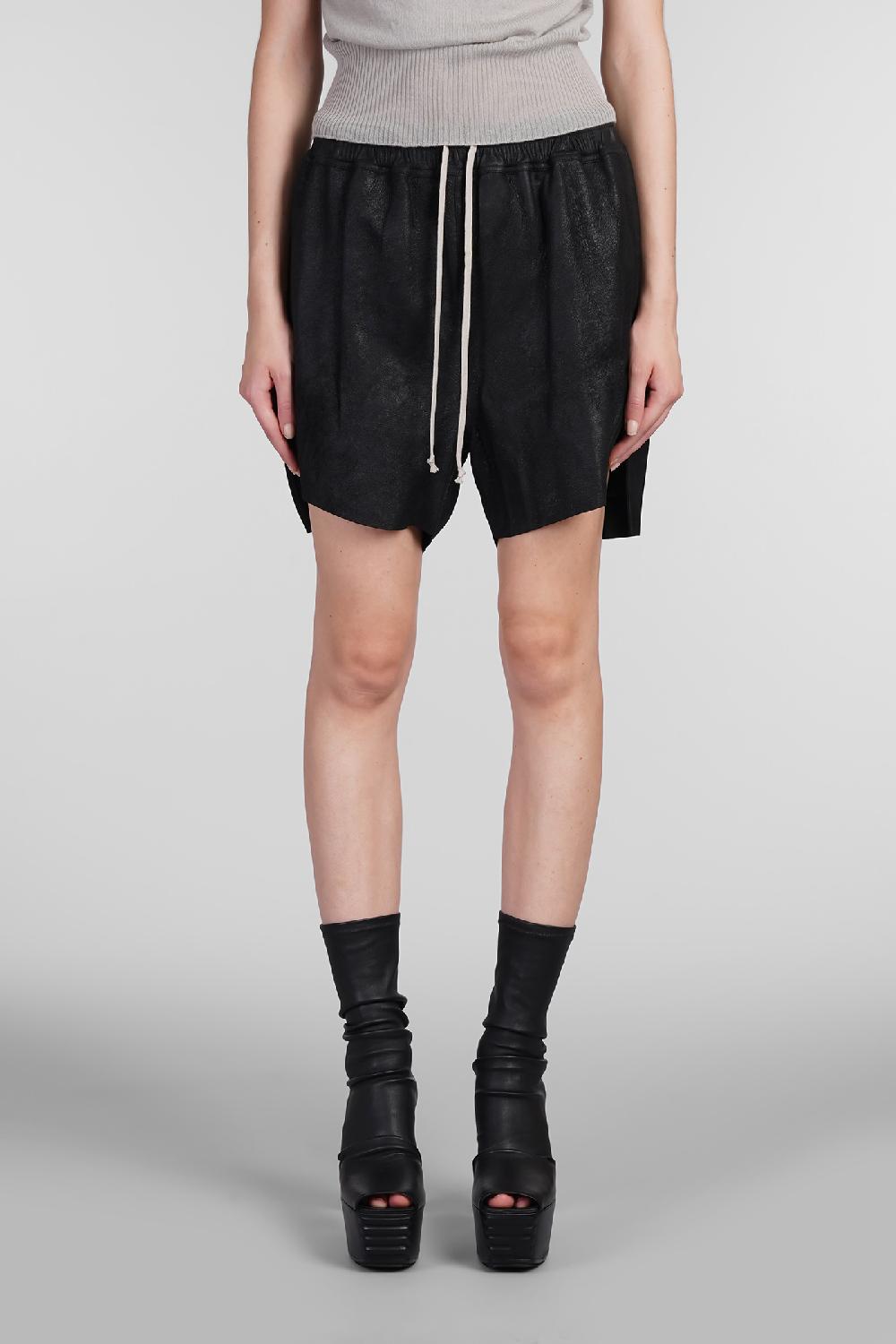 Deliberti Rick Owens Shorts boxer shorts in pelle nera cod. 402990 - Deliberti The Luxury Shopping