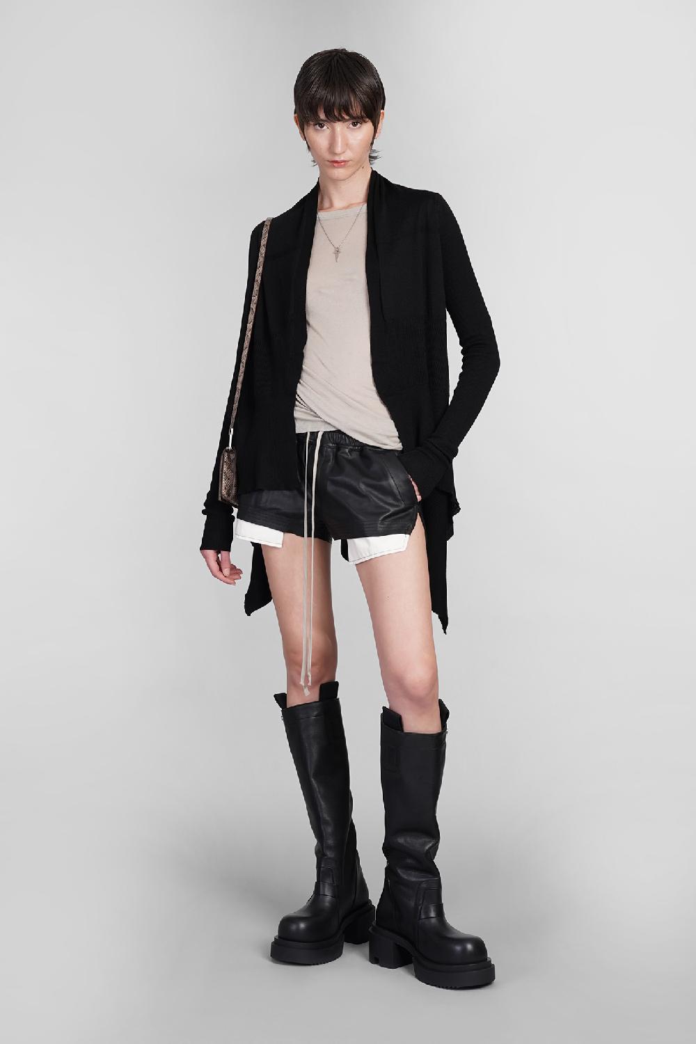 Deliberti Rick Owens Shorts Fog Boxers In Pelle Nera Cod. 402135 - Deliberti The Luxury Shopping