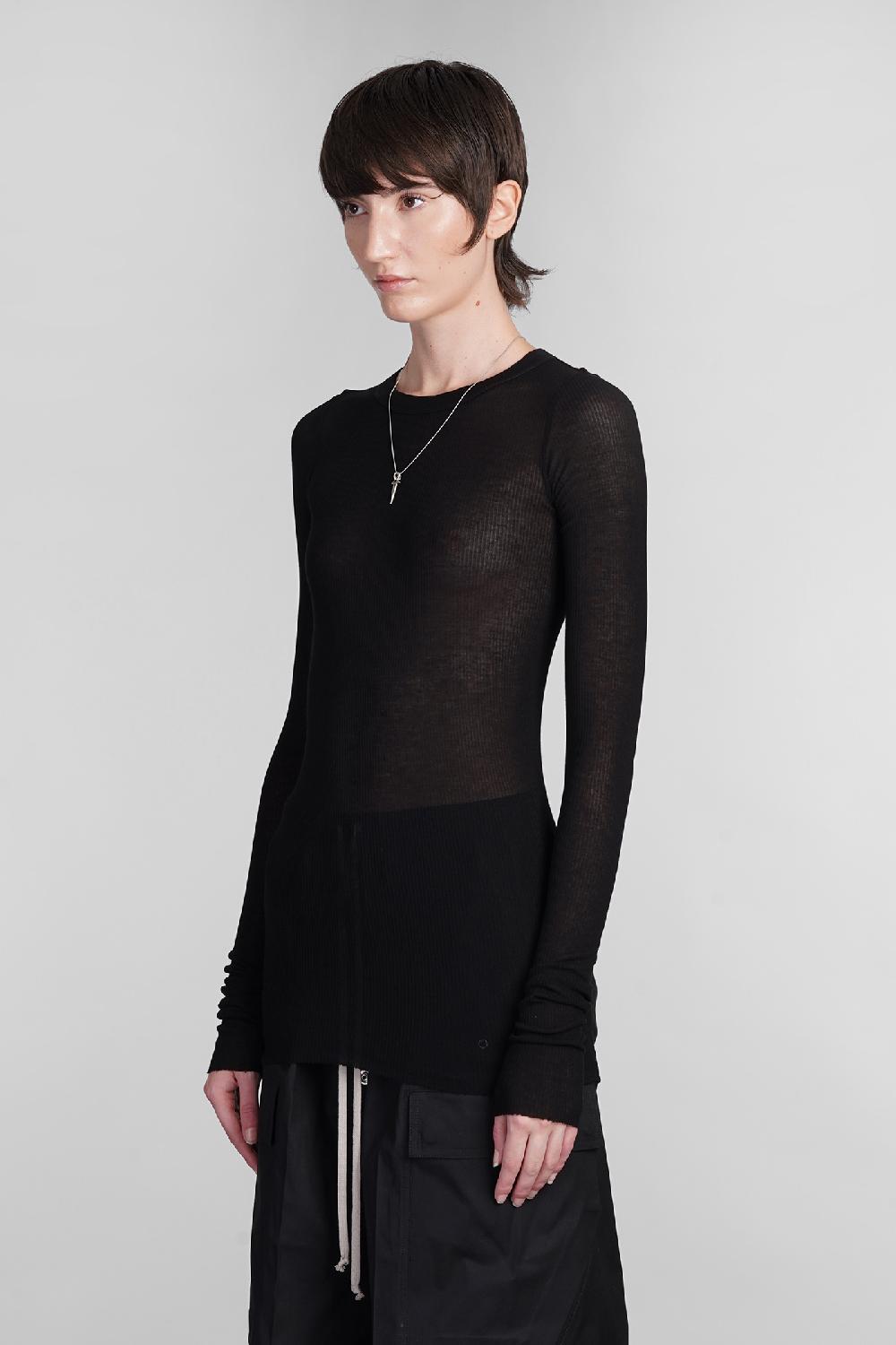 Deliberti Rick Owens Topwear Rib Ls T In Viscosa Nera Cod. 402130 - Deliberti The Luxury Shopping