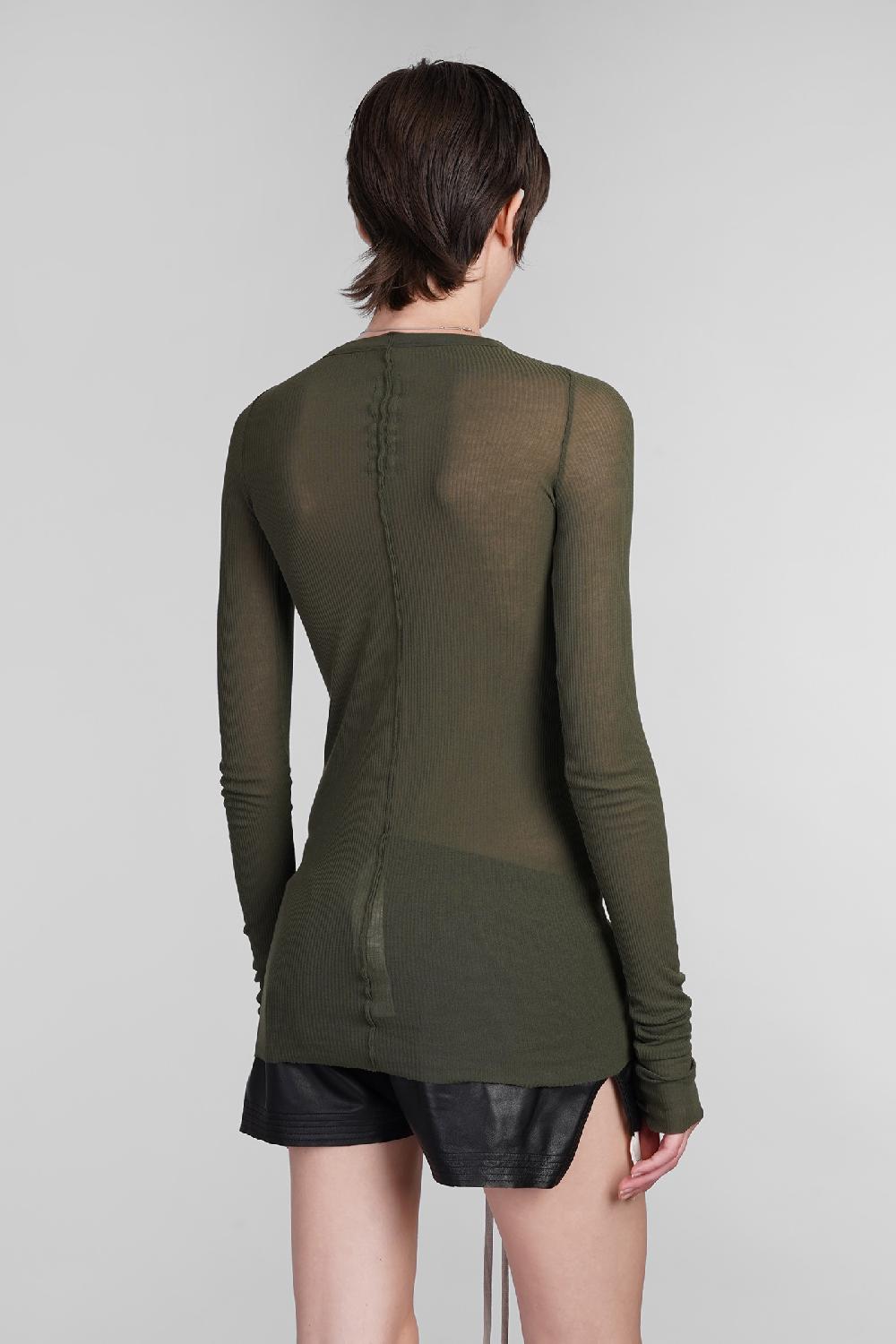 Deliberti Rick Owens Topwear Rib Ls T In Viscosa Verde Cod. 402131 - Deliberti The Luxury Shopping
