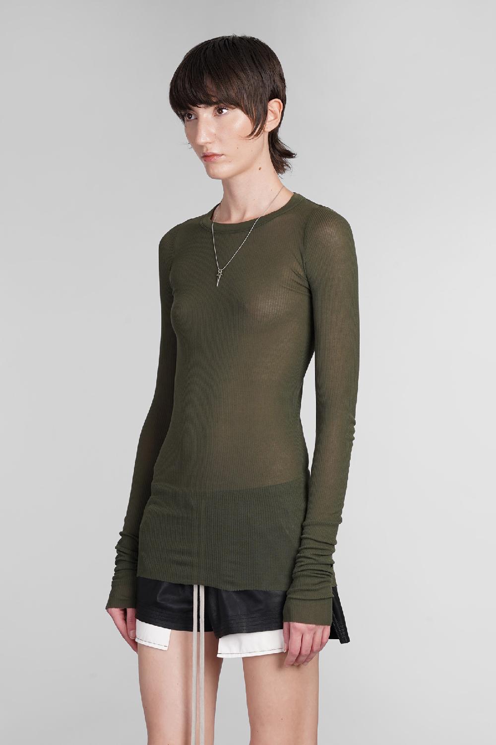 Deliberti Rick Owens Topwear Rib Ls T In Viscosa Verde Cod. 402131 - Deliberti The Luxury Shopping