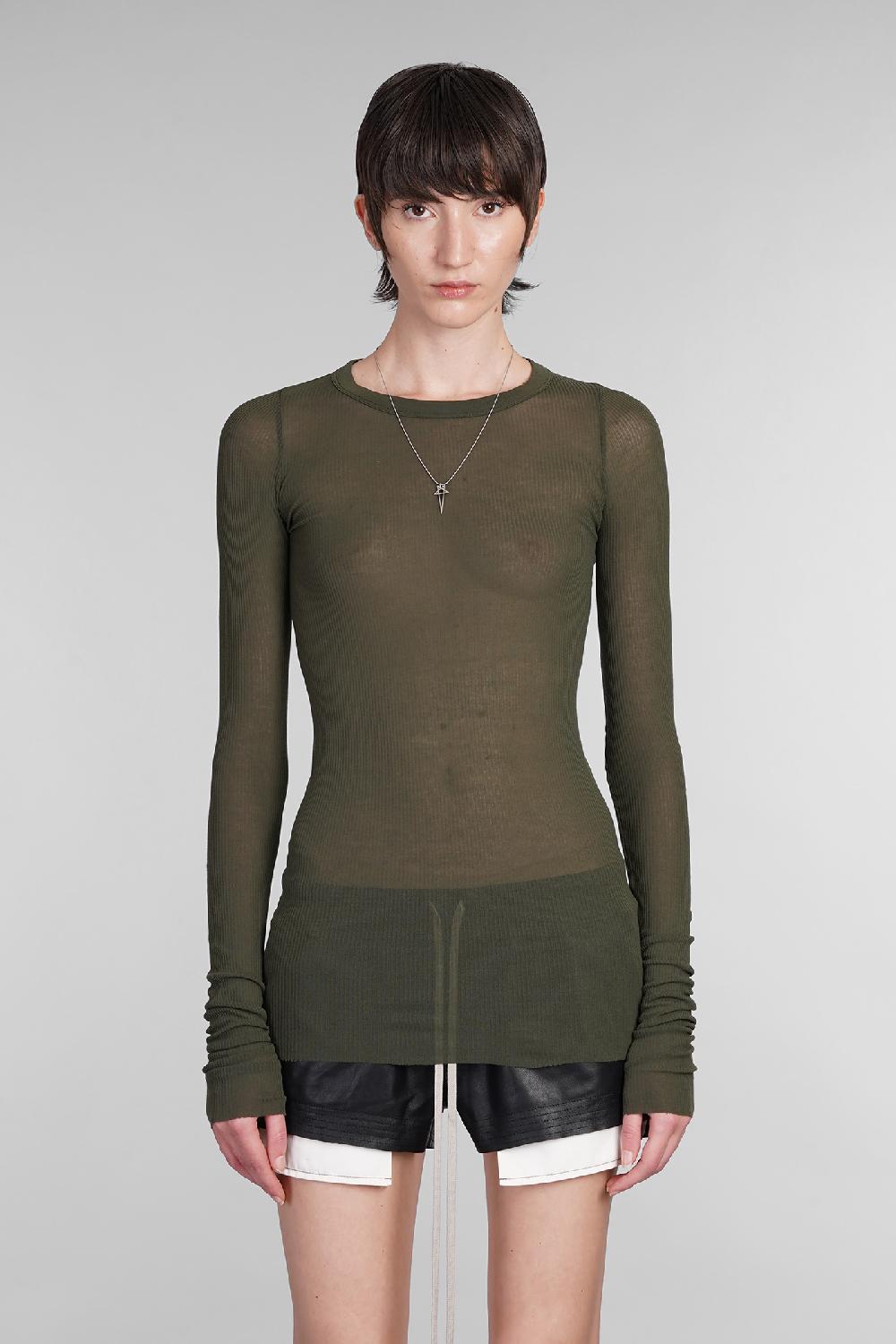Deliberti Rick Owens Topwear rib ls t in viscosa verde cod. 402131 - Deliberti The Luxury Shopping