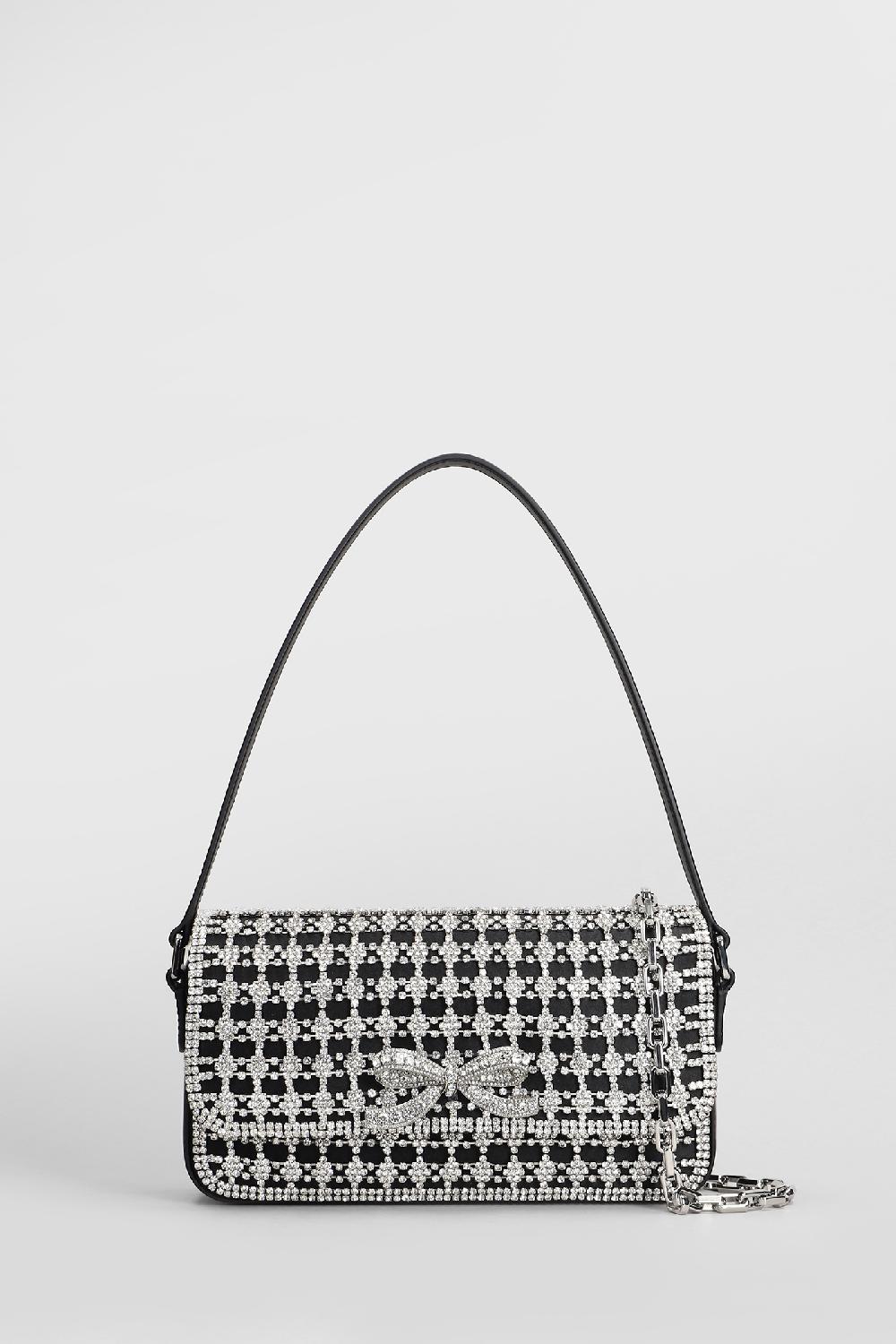 Deliberti Self Portrait Borsa a spalla crystal baguette bag in poliestere nero cod. 408261 - Deliberti The Luxury Shopping