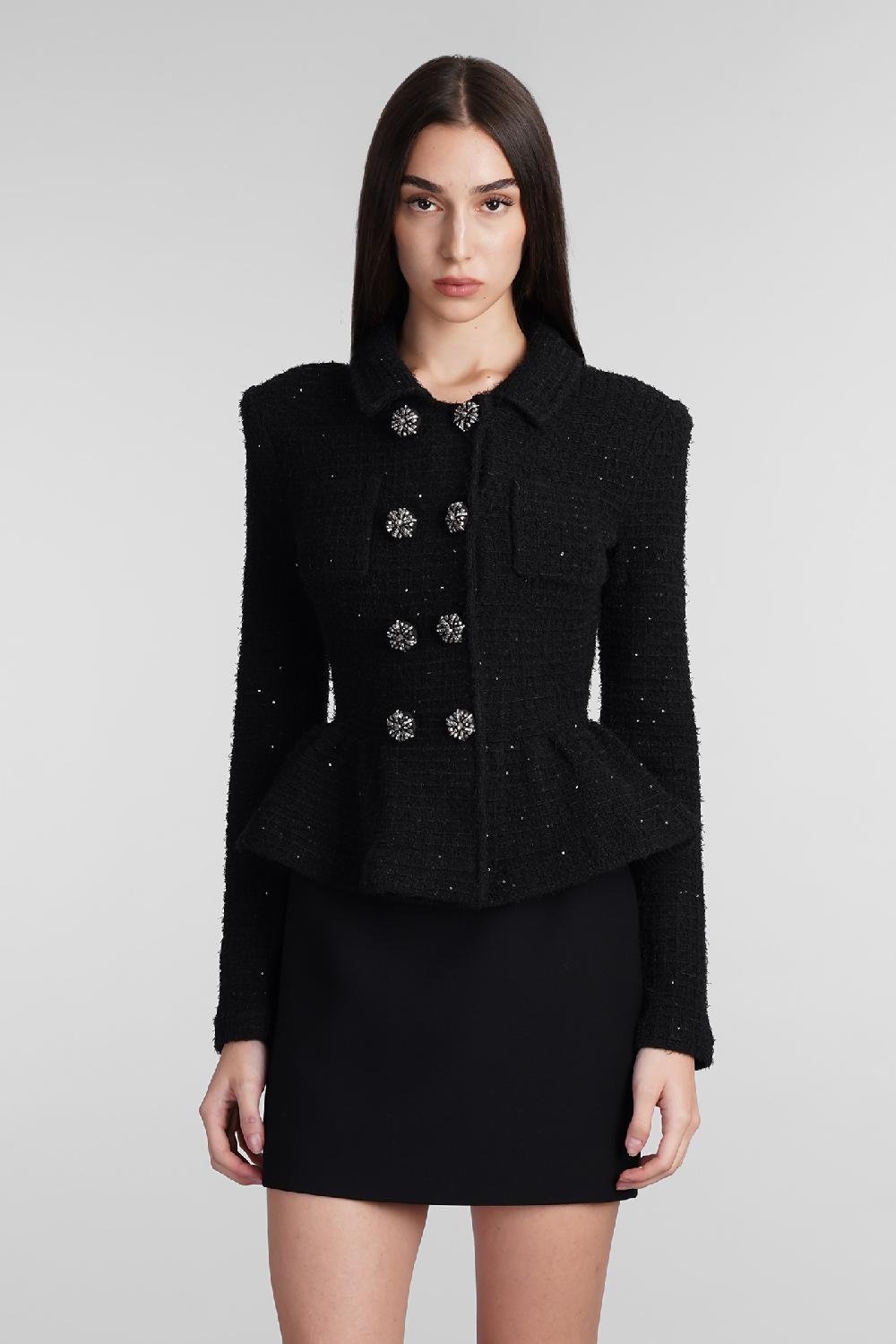 Deliberti Self Portrait Giacca casual in poliestere nero cod. 409105 - Deliberti The Luxury Shopping