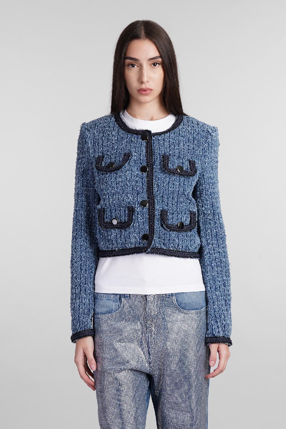 Deliberti Self Portrait Giacche denim in cotone blu cod. 403751 - Deliberti The Luxury Shopping